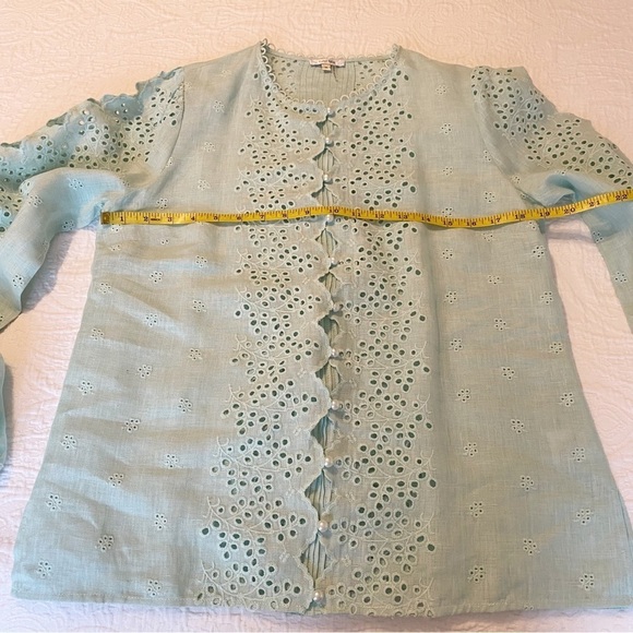 Tyler Boe 100% Linen Eyelet Cut Out Long Sleeve Top - Medium - Picture 10 of 13